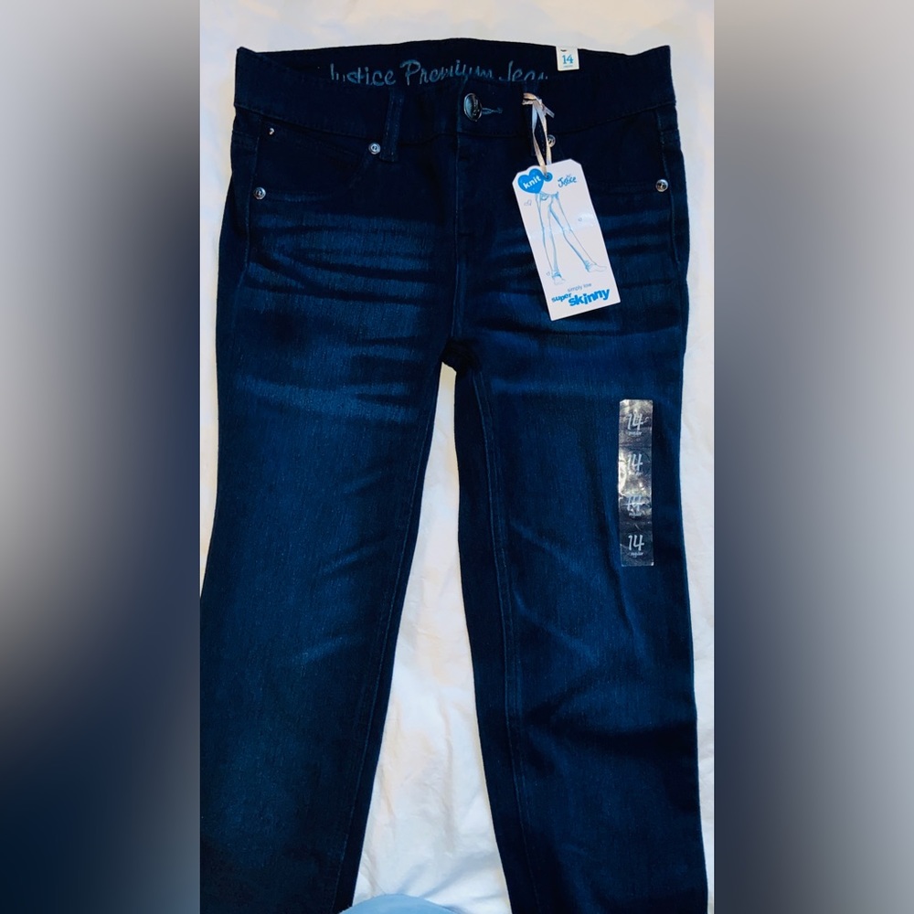 NWT Teens Jeans/Pants👖Sz-14R 2 Piece Bundle- Justice Premium Dark Blue- Unisex